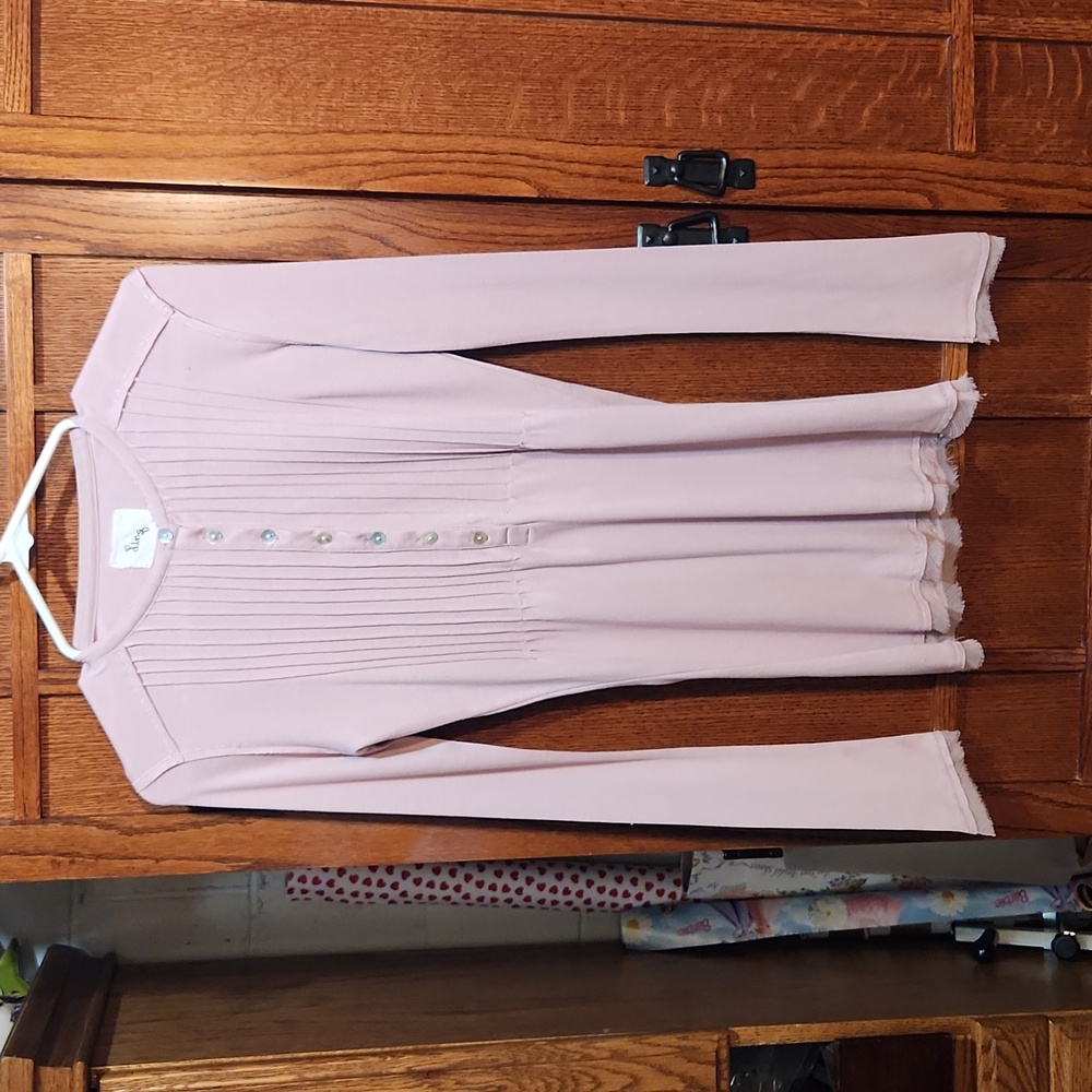 Dusky Pink Long Sleeve Tunic Button Down by Ling